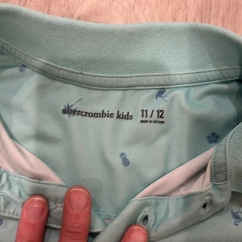 ABERCROMBIE KIDS PALM TREE TURQUOISE POLO SHIRT SIZE 11/12 BOYS